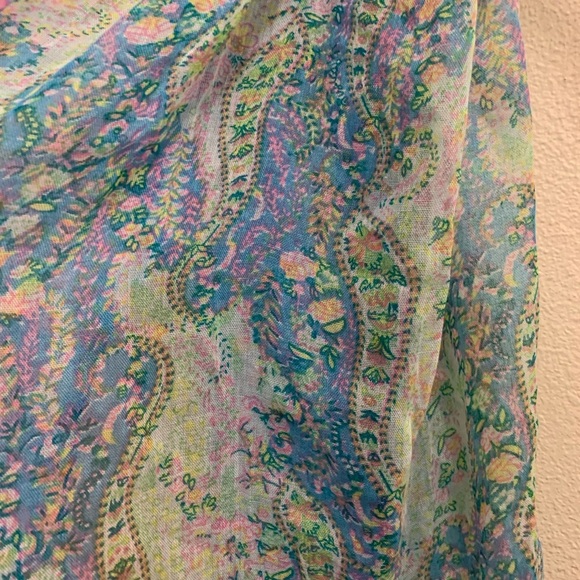 Floral Polka Dot Infinity Scarf Blue Pink Green Flowers Cottagecore Easter - Picture 4 of 8